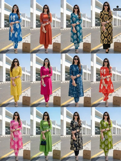 New Arrival Exclusive Cotton Kurti + Pant Set - A-line Design for Women