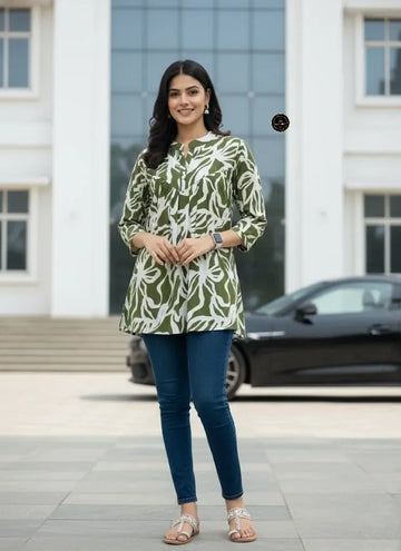 New Arrival Flex Cotton Short Top - Printed Festival Wear for Women