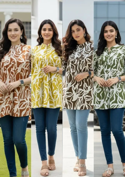 New Arrival Flex Cotton Short Top - Printed Festival Wear for Women