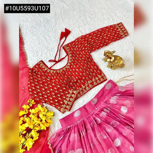 Premium Silver Zari Weaving Organza Lehenga Choli with Sequin Embroidered Blouse