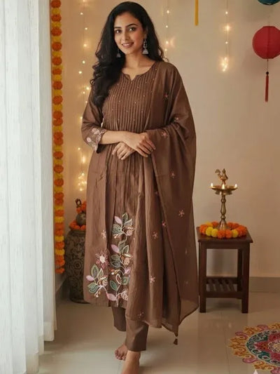 New Arrival Pure Cotton Suit Set - Handwork Neck & Dupatta for Festive Wear