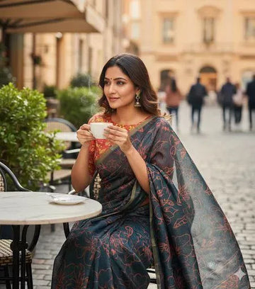 New Arrival Soft Chanderi Floral Saree - Digital Printed with Blouse Piece for Women