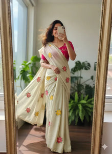 New Arrival Stunning Rangoli Silk Saree - Embroidered Mirror Work for Festive & Party Wear