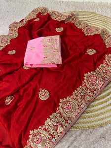 New Arrival Vichitra Silk Saree - Heavy Sequence Work for Festivals