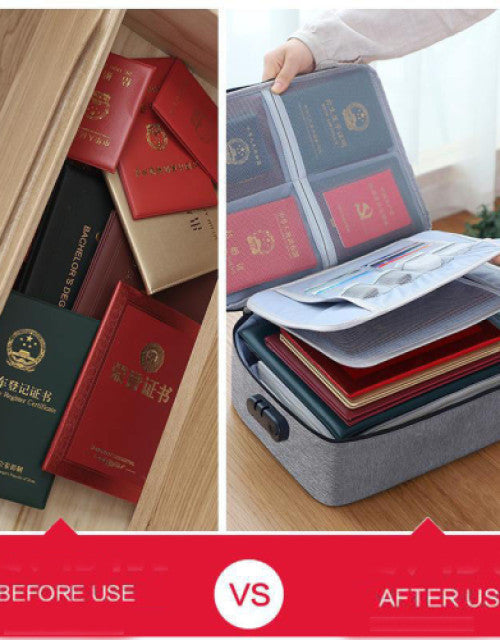 New waterproof certificate storage bag for securing important documents and records.