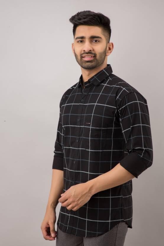 Men Full Sleeve Casual Check Shirt (Pack of 3 ) L
