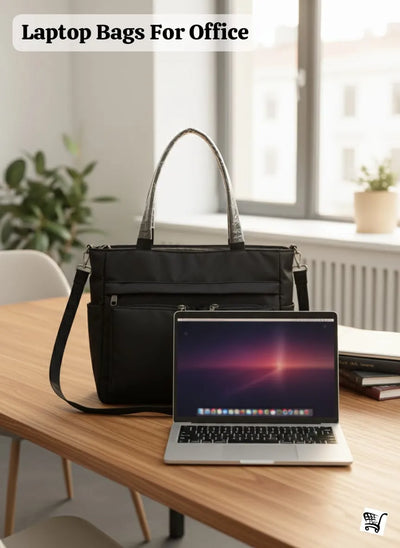 Nylon Multi-Compartment Tote Bag for Women | Office & Travel Laptop Handbag