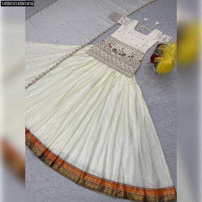 Buy Off-White Chinon Embroidered Lehenga Set for Women - Festive & Ethnic Wear Online