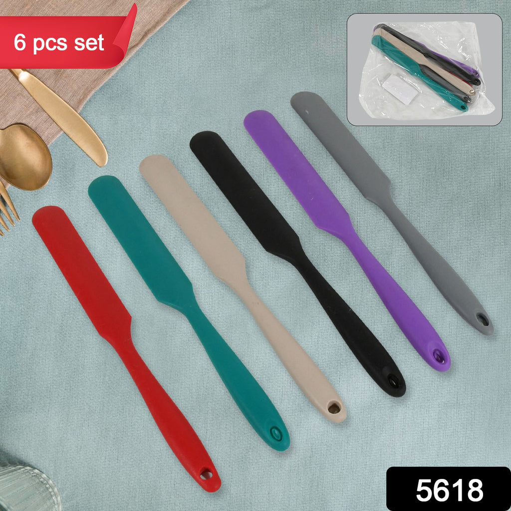 6 Pcs colorful silicone non-stick spatulas, dough & butter scrapers set for baking supplies
