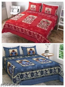 Premium Cozy Woolen Queen Size Bedsheet Set (Pack of 2) - Multicolor Warm Winter Bedding with Pillow Covers (90x95 inches)