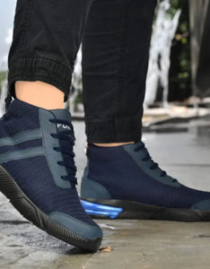 Premium Breathable Knit Men's Casual Walking Shoes in Charcoal Grey