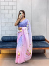 Organza Handpainted Floral Ombre Saree for Women | Party & Festive Wear