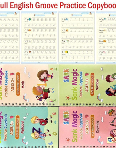 Premium Colorful Sank Magic Reusable Practice Copybook Set for Preschool Learning and Classroom Activity