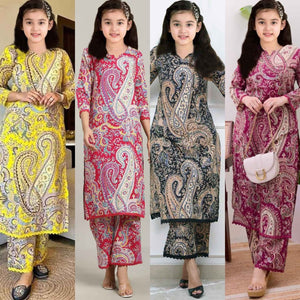 Paisley Print Kurti Set for Girls | Festive & Casual Wear