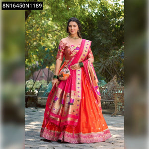 Paithani Jacquard Silk Lehenga Choli for Women | Wedding & Festive Wear