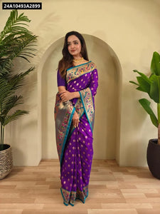 Buy Authentic Paithani Silk Saree with Meenakari Butti for Women | Premium Festive & Ethnic Wear Online