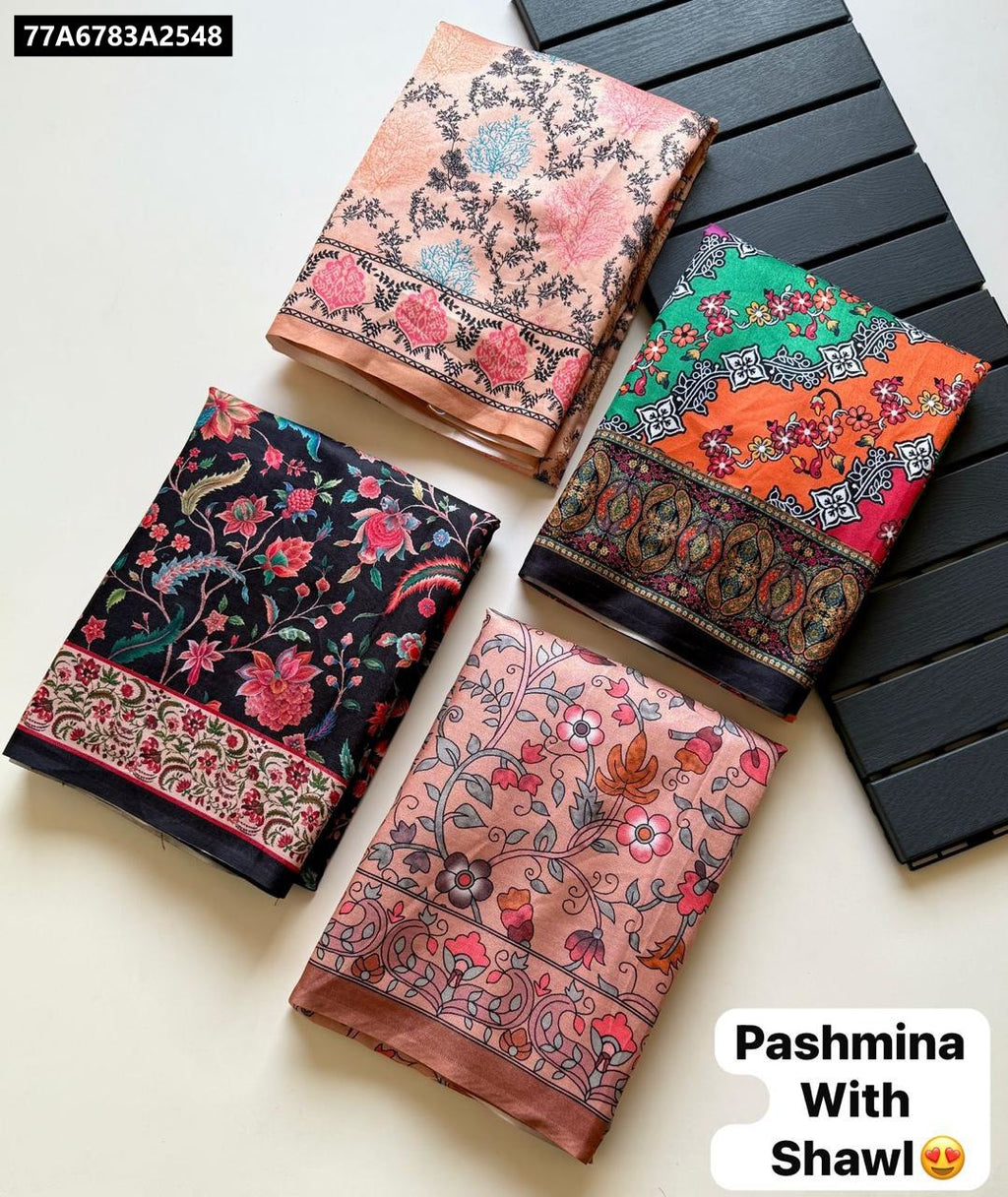 TRENDBUY Collection of Pashmina Sarees with Shawls in various colors