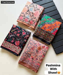 Buy Pashmina Digital Print Saree for Women Online | Festive & Casual Ethnic Wear by TRENDBUY