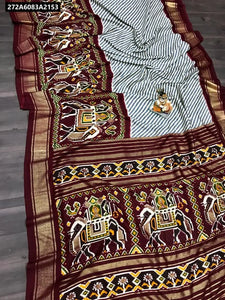 Buy Pashmina Silk Saree for Women | Foil Print Border Design | Ethnic Wear Online