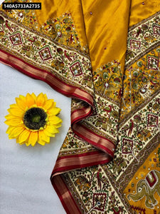 Exquisite Patola Print Mulmul Cotton Saree for Women with Aari Work | Buy Ethnic Wear Online
