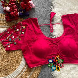 Traditional Mirror Work Embroidered Blouse for Women | Navratri Special