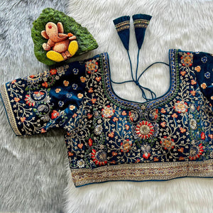 Velvet Embroidered Bridal Blouse for Women | Festive & Wedding