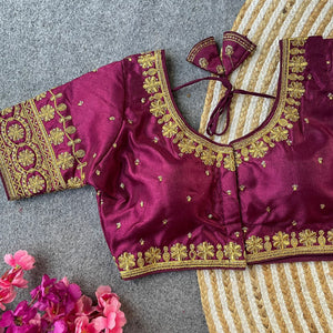 Heavy Embroidered Milan Silk Blouse for Women | Wedding & Festive Wear