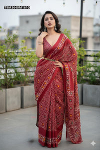 Elegant Heavy Soft Dola Silk Saree with Batik Print | TRENDBUY