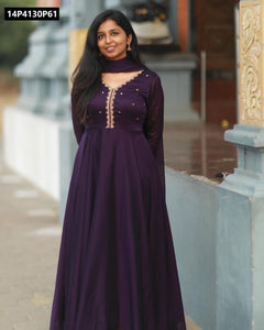 TRENDBUY Elegant Embroidered Faux Georgette Anarkali Kurti & Dupatta