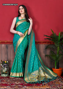 TRENDBUY Pethani Silk Saree: Radiant Weaved Peacock & Meenakari Masterpiece