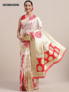 Premium Handcrafted Pure Soft Silk Saree with Original Gold Zari Border for Weddings and Festive Celebrations