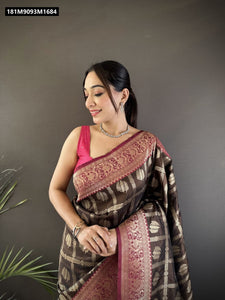 Trending Banarasi Soft Lichi Silk Saree with Gold Zari Weaving