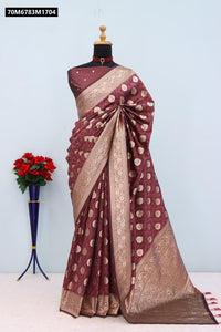 TRENDBUY Majestic Soft Silk Paithani Saree with Rose Gold & Copper Zari