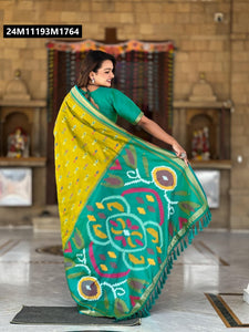Opulent Weaving Silk Saree with Ikkat & Patola Inspired Designs by TRENDBUY