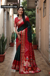 TRENDBUY Luxe Bandhej Silk Saree: Handmade Minakari & Zari Weaving Masterpiece