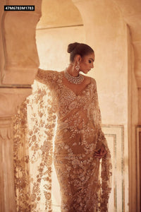 TRENDBUY Premium Heavy Embroidered Mono Net Saree with Sequin & Multi-thread Work