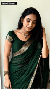 TRENDBUY Rangoli Silk Saree with Elegant Jacquard Border Blouse Piece