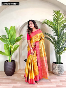 TRENDBUY Viral Pure Tissue Silk Saree with Zari Weaving & Meena Work