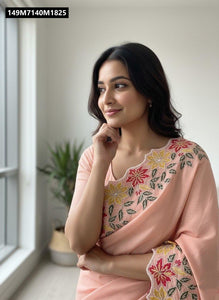 TRENDBUY's Viral Dream: Soft Star Georgette Embroidered Saree - Wedding & Festivity Ready!