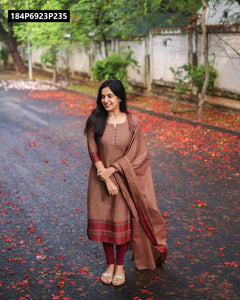 TRENDBUY Kanchi Cotton Kurta Set with Zari Dupatta & Bracelet