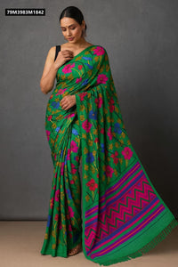 TRENDBUY Blooming Mul Georgette Abstract Print Saree for Festive Occasions
