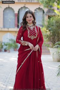 TRENDBUY Faux Blooming Georgette Sequins Embroidered Gown & Dupatta Set