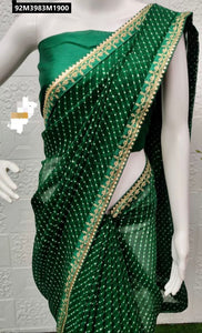 TRENDBUY Lehariya Georgette Saree with Gota Borders