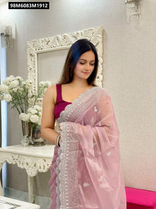 TRENDBUY Luxe Zimmy Choo Silk Saree with Elegant Thread & Sequin Embroidery