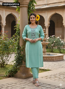 TRENDBUY Super Heavy Premium Quality Embroidered Cotton Kurti Set