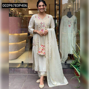 TRENDBUY Roman Silk Sequence Cowry Embroidered Suit Set with Dupatta