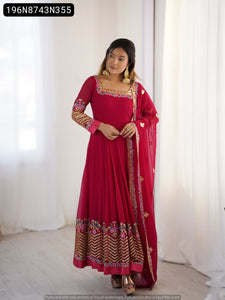TRENDBUY Heavy Georgette Embroidered Anarkali Gown Suit with Dupatta