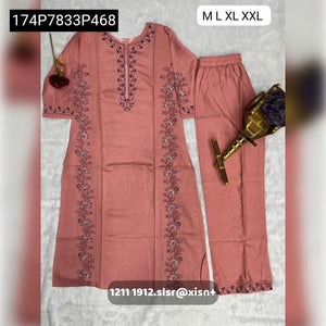 TRENDBUY Heavy Viscose Silk Embroidered Kurti Set with Pant