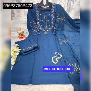 TRENDBUY Hand Work Viscose Kurti Set with Dupatta & Pants