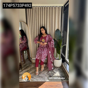 TRENDBUY Pure Cotton Embroidered Kurta Set with Dupatta & Pants